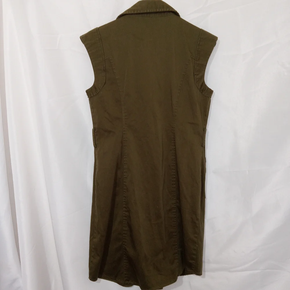 Boston Proper Olive Utility Shirt Dress Military Sleeveless Sz 10 Punk Goth EUC - Picture 5 of 11